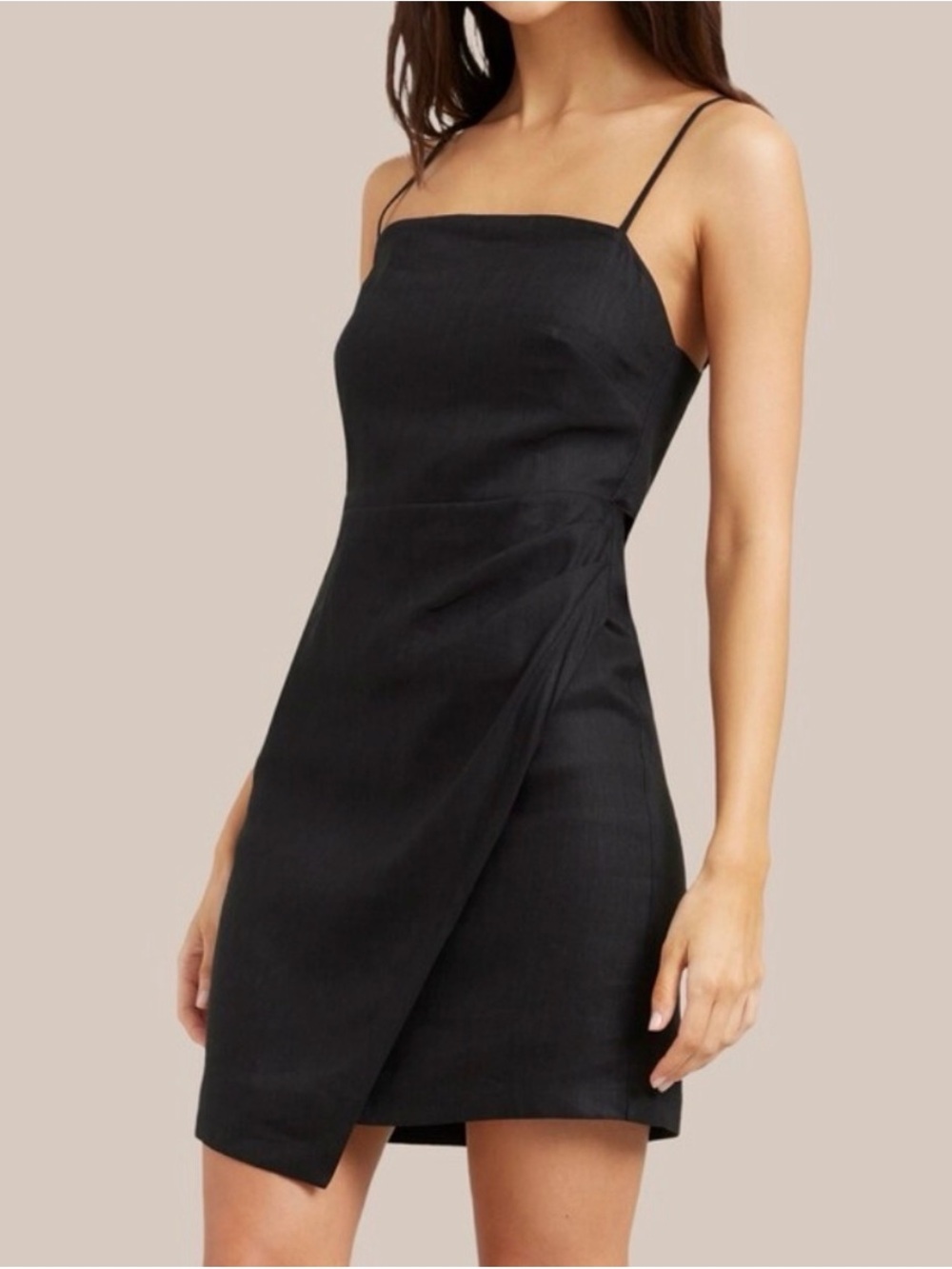 Modern Citizen Davina Linen Blend Mini Dress Black Size XL